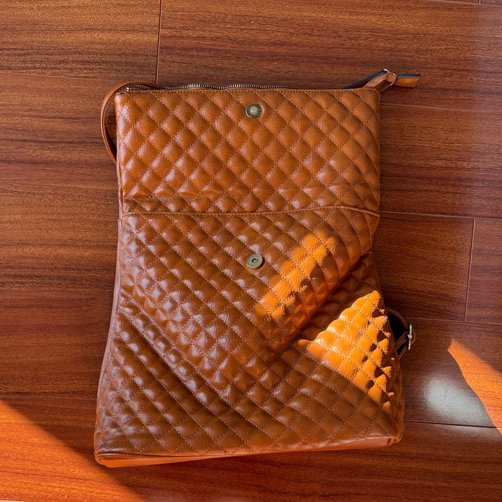 Chic Quilted Brown Leather Backpack - image 3